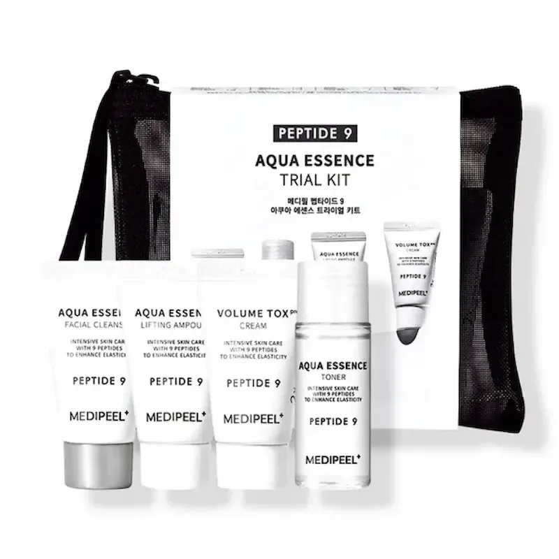 MEDI-PEEL Peptide 9 Aqua Essence Trial Kit – drėkinantis ir stangrinantis odos priežiūros rinkinys su peptidais ir kolagenu 1vnt MEDI-PEEL Peptide 9 Aqua Essence Trial Kit – drėkinantis ir stangrinantis odos priežiūros rinkinys su peptidais ir kolagenu 1vnt