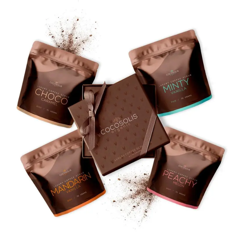 Cocosolis Luxury Coffee SCRUB BOX kūno ir veido šveitiklių rinkinys Cocosolis Luxury Coffee SCRUB BOX kūno ir veido šveitiklių rinkinys